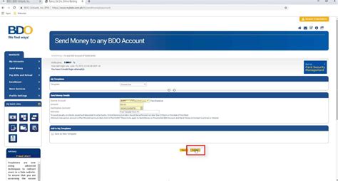 how to send money in bdo